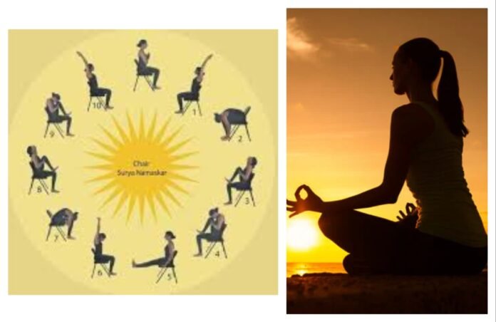 अवांतर, Aasana, Yoga, lifestyle, आसने, योग, जीवनशैली, सूर्यनमस्कार, शास्त्रोक्त व्यायाम, योगासन, Surya Namaskar, scriptural exercises, yogasana, खुर्चीतील सूर्यनमस्कार, chair Surya Namaskar