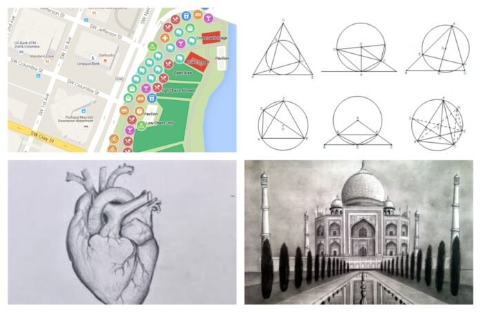 अवांतर, मराठीआर्टिकल, मराठीलेख, दर्जेदार शिक्षण, चित्रकला, आकृती रेखाटन, भौगोलिक नकाशे, शास्त्रीय आकृत्या, भूमिती आकृती, ऐतिहासिक वास्तूचित्र, चित्रप्रदर्शन