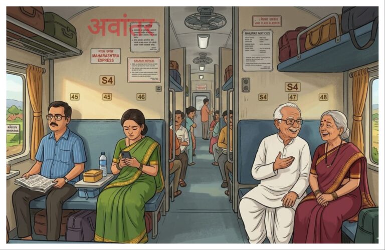 अवांतर, मराठीकथा, मराठीलेख, मराठीआर्टिकल, मराठी साहित्य, मी मराठी, अभिजात मराठी, रेल्वे प्रवासातील दाम्पत्य, रेल्वेतील आजोबा आजी, संवादाचा सेतू, दाम्पत्यातील संवाद, पती पत्नीतील संवाद, संवादाचे महत्त्व, पत्नीला समजून घेणे, पती पत्नीतील अंडरस्टँडिंग,